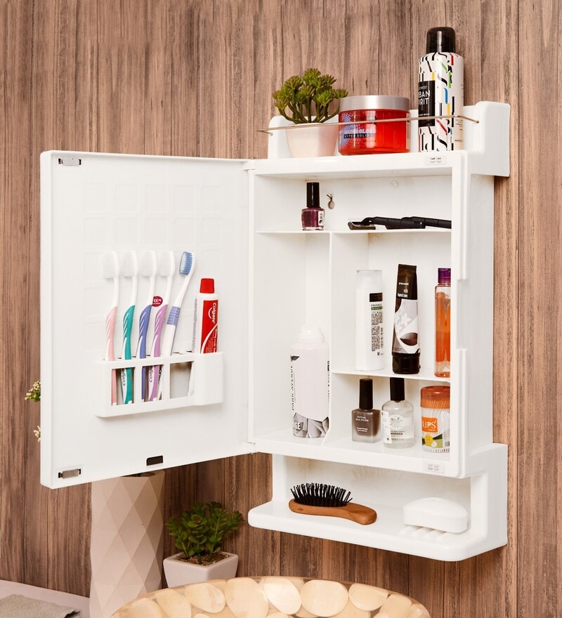 Buy Plastic Strong And Heavy Bathroom With Mirror White By