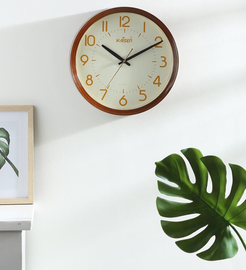 Buy Plastic Wall Clock In Golden Finish By Kaiser Online Modern Wall