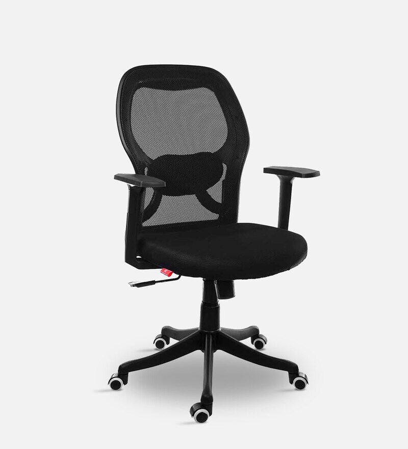Buy Platinum Mid Back Ergonomic Chair in Black Colour by Rose Furniture
