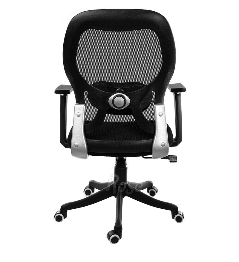 Buy Platinum Mid Back Ergonomic Chair in Black Colour by Rose Furniture