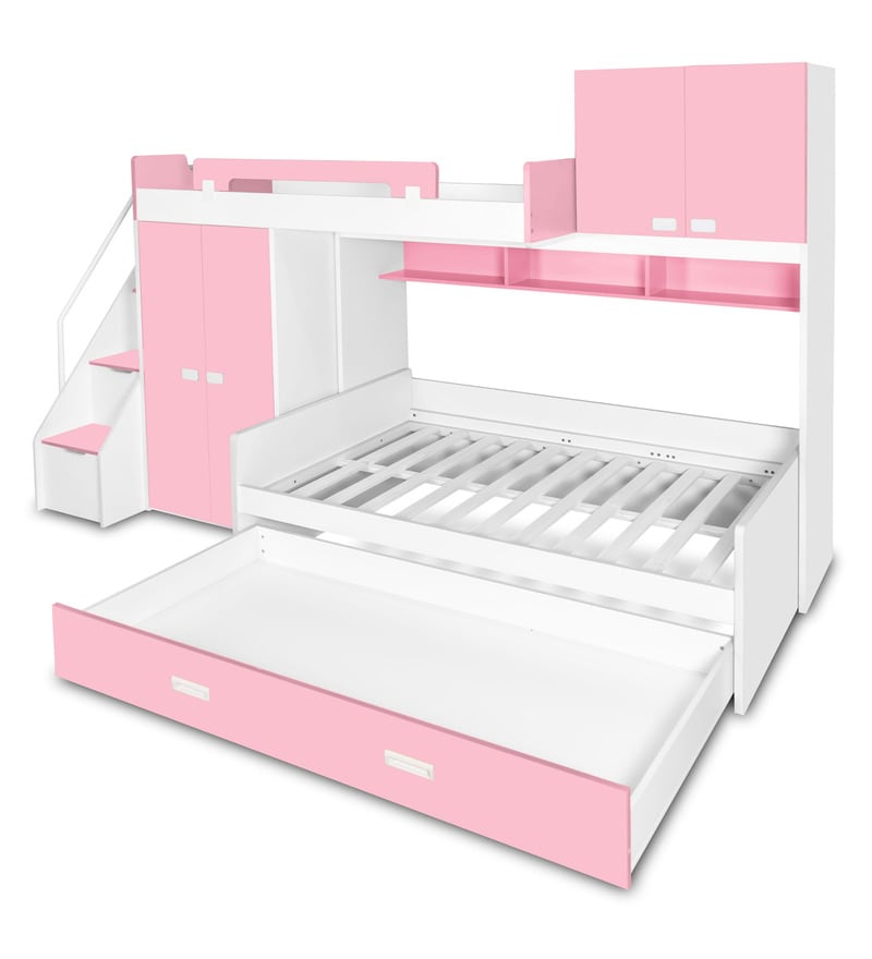Buy Play Kids Bunk Bed in Pink Colour by Alex Daisy Online Bunk Beds