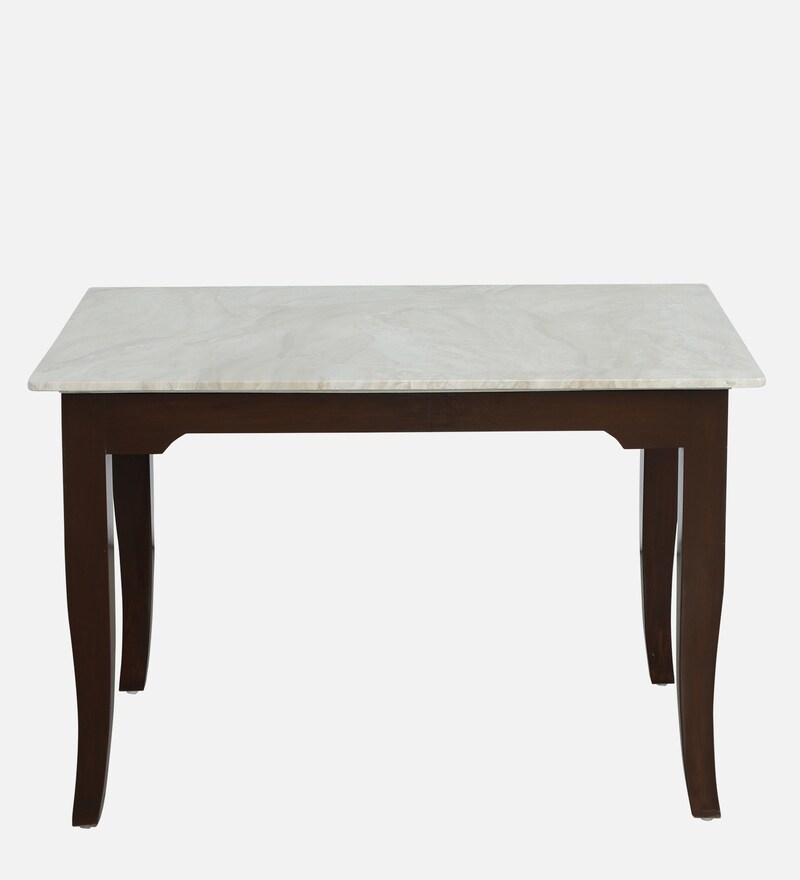 Buy Plinto Solid Wood 4 Seater Dining Table in Natural Teak Wood Finish