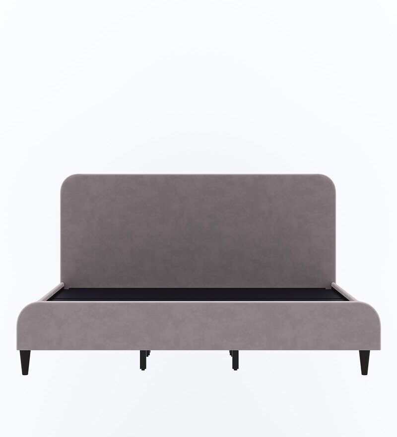 Buy Plumeria Solid Wood Upholstered King Size Bed in Natural Finish by ESTRE Online