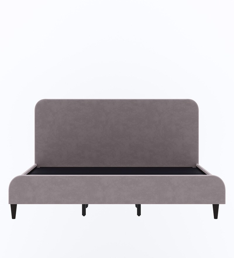 Buy Plumeria Solid Wood Solid Wood Upholstered Queen Size Bed in Grey