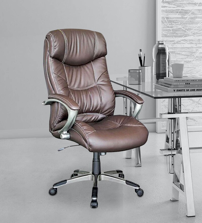 Buy Plush Executive Chair in Brown Colour by Adiko Systems Online