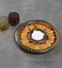 Plaid Chip & Dipped Gold 13 Inch Iron Appetizer Platter