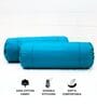 Blue Solid Cotton 2 Pcs Bolster Covers