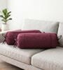 Burgundy Solid Cotton 2 Pcs Bolster Covers
