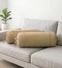 Camel Brown Solid Cotton 2 Pcs Bolster Covers