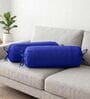 Marine Blue Solid Cotton 2 Pcs Bolster Covers