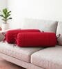 Maroon Solid Cotton 2 Pcs Bolster Covers