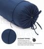 Navy Blue Solid Cotton 2 Pcs Bolster Covers