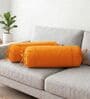 Orange Solid Cotton 2 Pcs Bolster Covers
