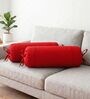 Red Solid Cotton 2 Pcs Bolster Covers