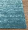 Blue Solid Viscose 4 ft X 6 ft Hand Woven Carpet