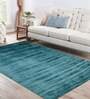 Blue Viscose Solid 5  x 8  Feet Hand Woven Carpet