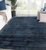 Blue Viscose Solid 5 x 8 Feet Hand Woven Carpet