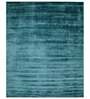 Blue Viscose Solid 5  x 8  Feet Hand Woven Carpet