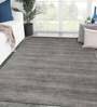 Grey Wool And Viscose Solid 5  x 8  Feet Hand Woven Carpet