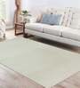 White Wool And Viscose Solid 5  x 8  Feet Hand Woven Carpet