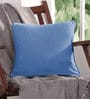 Blue Plain Solid Cotton 12 x 12 Inches Cushion Cover