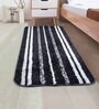 Black Striped Microfibre 3 X 2 Feet Machine Made Hallway Runner