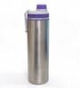 Purple Plain Stainless Steel Sports Water Bottle with Flip Top Cap & Carry Loop, 700 ml
