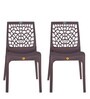 Genoa Designer Plastic Chair in Brown Finish Set Of 2