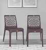 Genoa Designer Plastic Chair in Brown Finish Set Of 2