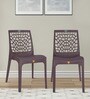 Genoa Designer Plastic Chair in Brown Finish Set Of 2