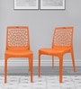 Plastic Chair in Orange Colour , (Set Of 2)