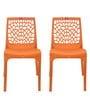 Plastic Chair in Orange Colour , (Set Of 2)