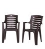 Genoa Plastic Chairs in Weather Brown Finish Set Of 2