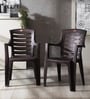 Genoa Plastic Chairs in Weather Brown Finish Set Of 2