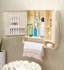 Plastic Double Door Bathroom Cabinet With Towel Rod