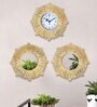 Floral Contemporary Wall Clock With Wall Mirror Set