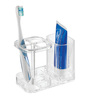 Plastic Transparent Counter Top Toothbrush & Toothpaste Holder