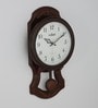 Plastic Wall Clock In Rosewood Finish