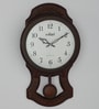 Plastic Wall Clock In Rosewood Finish
