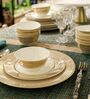Platina 27 Pcs White & Gold Bone China Dinnerware Set