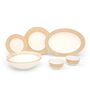 Platina 27 Pcs White & Gold Bone China Dinnerware Set