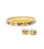 Bengal Fusion Yellow & White Ceramic (Set of 3) Appetizer Platter with Dip Bowl