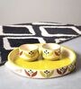 Bengal Fusion Yellow & White Ceramic (Set of 3) Appetizer Platter with Dip Bowl