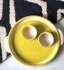 Bengal Fusion Yellow & White Ceramic (Set of 3) Appetizer Platter with Dip Bowl