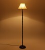 Eros Off White Cotton Shade Club Floor Lamp With Iron Base