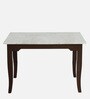 Plinto Marble Top 4 Seater Dining Set in Teak Wood Finish