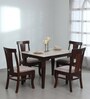 Plinto Marble Top 4 Seater Dining Set in Teak Wood Finish