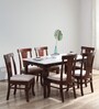 Plinto Marble Top 6 Seater Dining Set in Teak Wood Finish