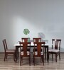 Plinto Marble Top 6 Seater Dining Set in Teak Wood Finish
