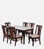 Plinto Marble Top 6 Seater Dining Set in Teak Wood Finish